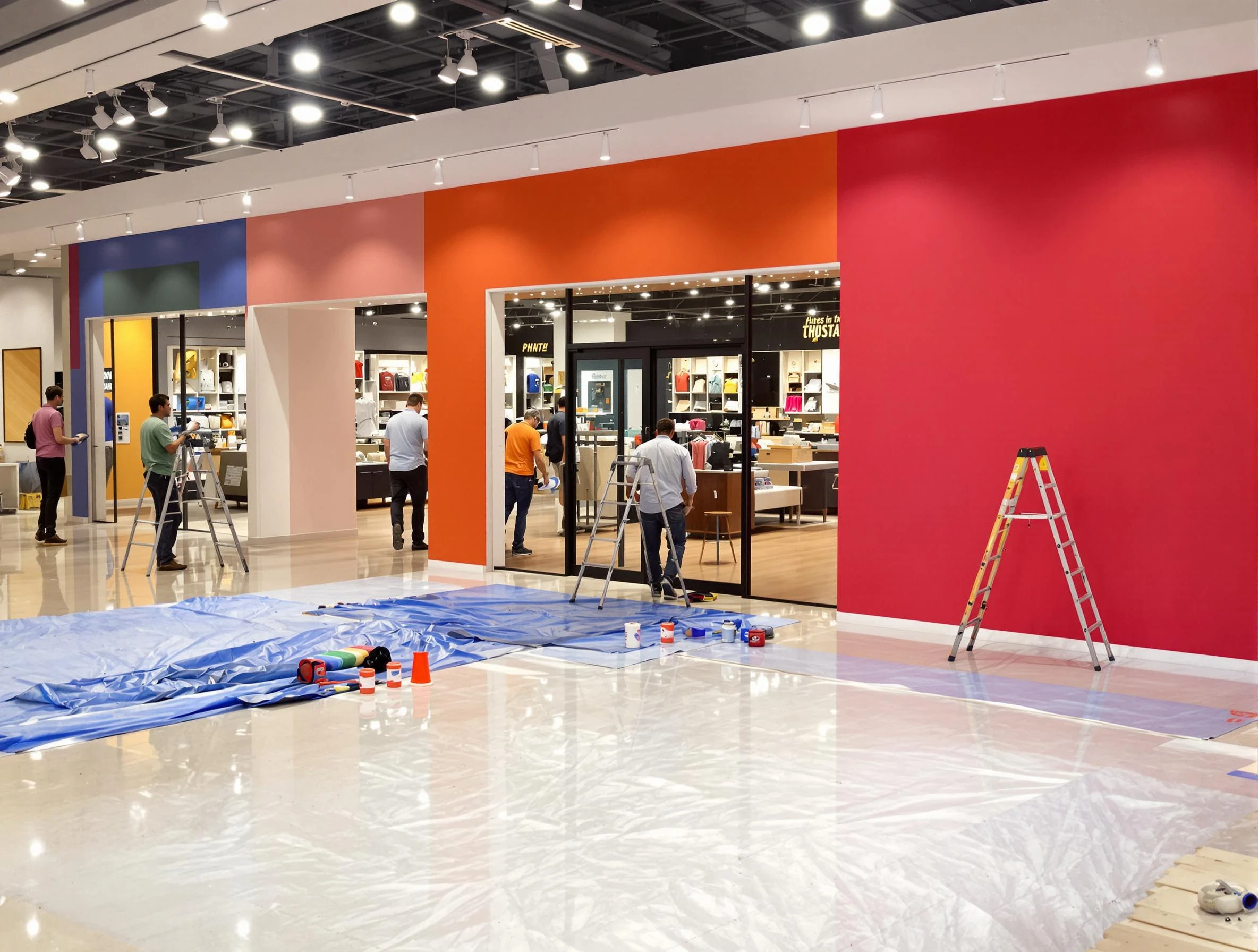 Brunswick House Painters painting a commercial interior in Brunswick, OH