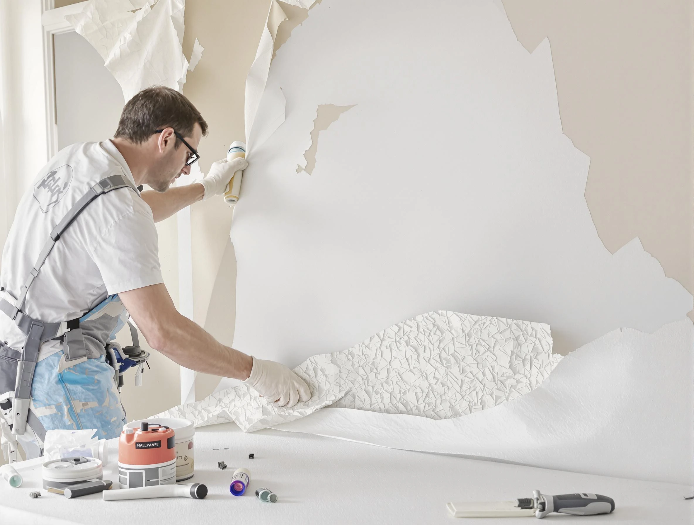 Detailed wallpaper removal and wall prep by Brunswick House Painters in Brunswick